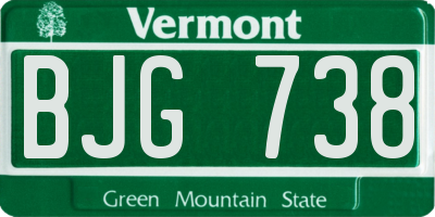 VT license plate BJG738