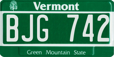 VT license plate BJG742