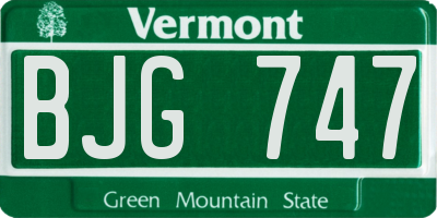 VT license plate BJG747