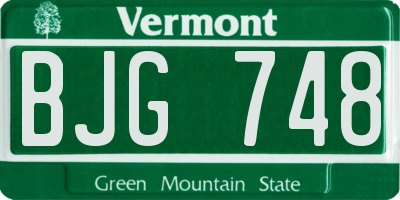VT license plate BJG748