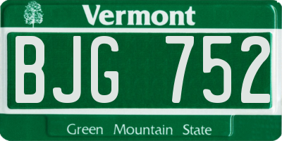 VT license plate BJG752