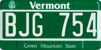 VT license plate BJG754