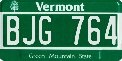 VT license plate BJG764