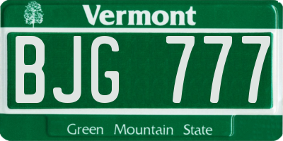 VT license plate BJG777