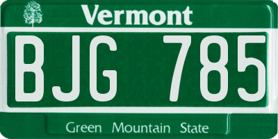 VT license plate BJG785