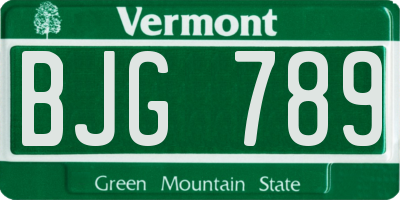 VT license plate BJG789