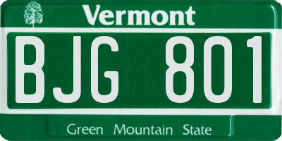 VT license plate BJG801