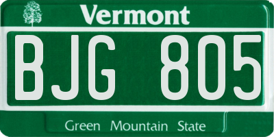 VT license plate BJG805