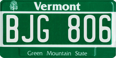 VT license plate BJG806