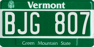 VT license plate BJG807