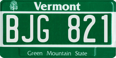 VT license plate BJG821