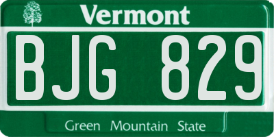 VT license plate BJG829