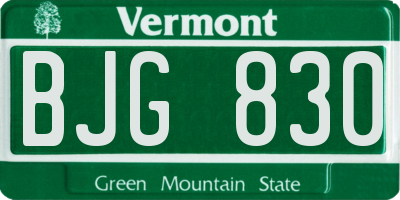 VT license plate BJG830