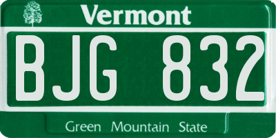 VT license plate BJG832