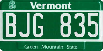 VT license plate BJG835