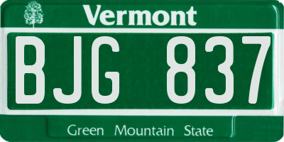 VT license plate BJG837