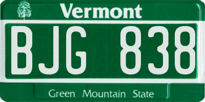 VT license plate BJG838