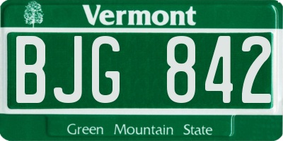 VT license plate BJG842