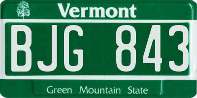 VT license plate BJG843