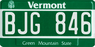 VT license plate BJG846