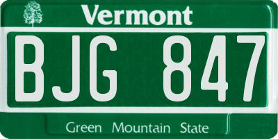 VT license plate BJG847