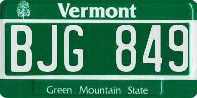 VT license plate BJG849
