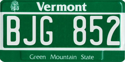 VT license plate BJG852