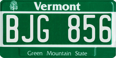 VT license plate BJG856