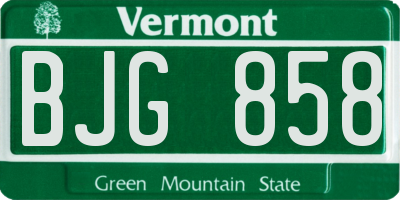 VT license plate BJG858