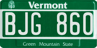 VT license plate BJG860