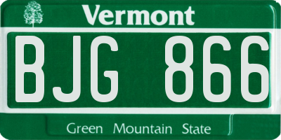 VT license plate BJG866