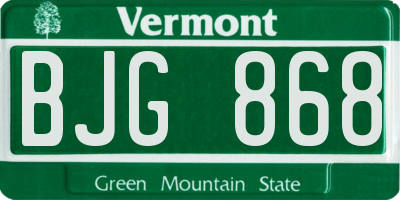 VT license plate BJG868