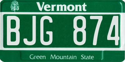 VT license plate BJG874