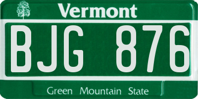 VT license plate BJG876