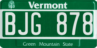 VT license plate BJG878