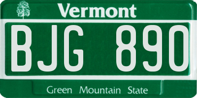 VT license plate BJG890