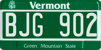 VT license plate BJG902