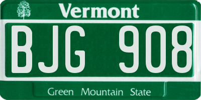 VT license plate BJG908