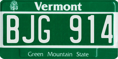 VT license plate BJG914