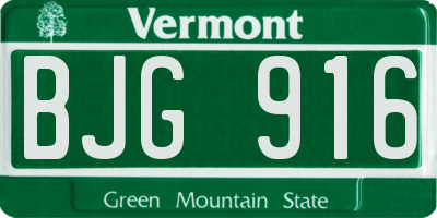 VT license plate BJG916