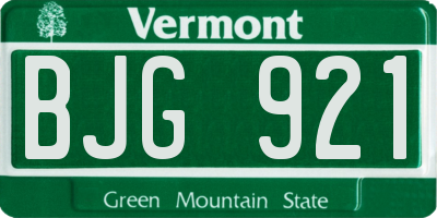 VT license plate BJG921