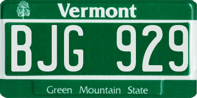 VT license plate BJG929