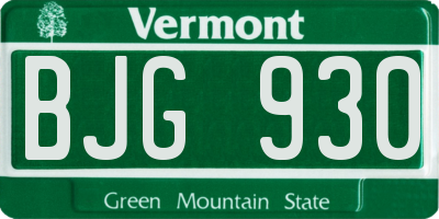 VT license plate BJG930