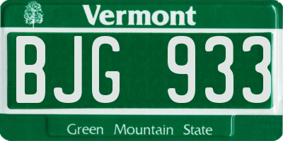 VT license plate BJG933