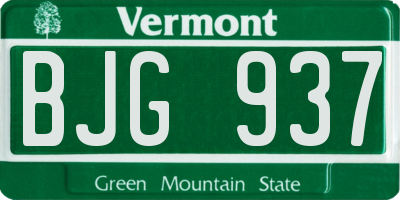 VT license plate BJG937