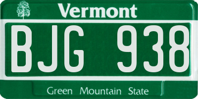 VT license plate BJG938