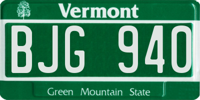 VT license plate BJG940