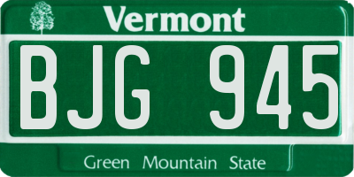 VT license plate BJG945