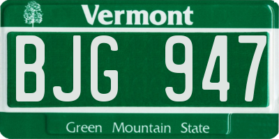 VT license plate BJG947