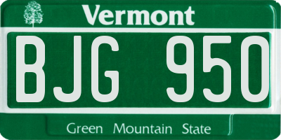 VT license plate BJG950